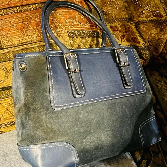 Coach HO4Q-7562 Blue suede leather handbag - Picture 2 of 6